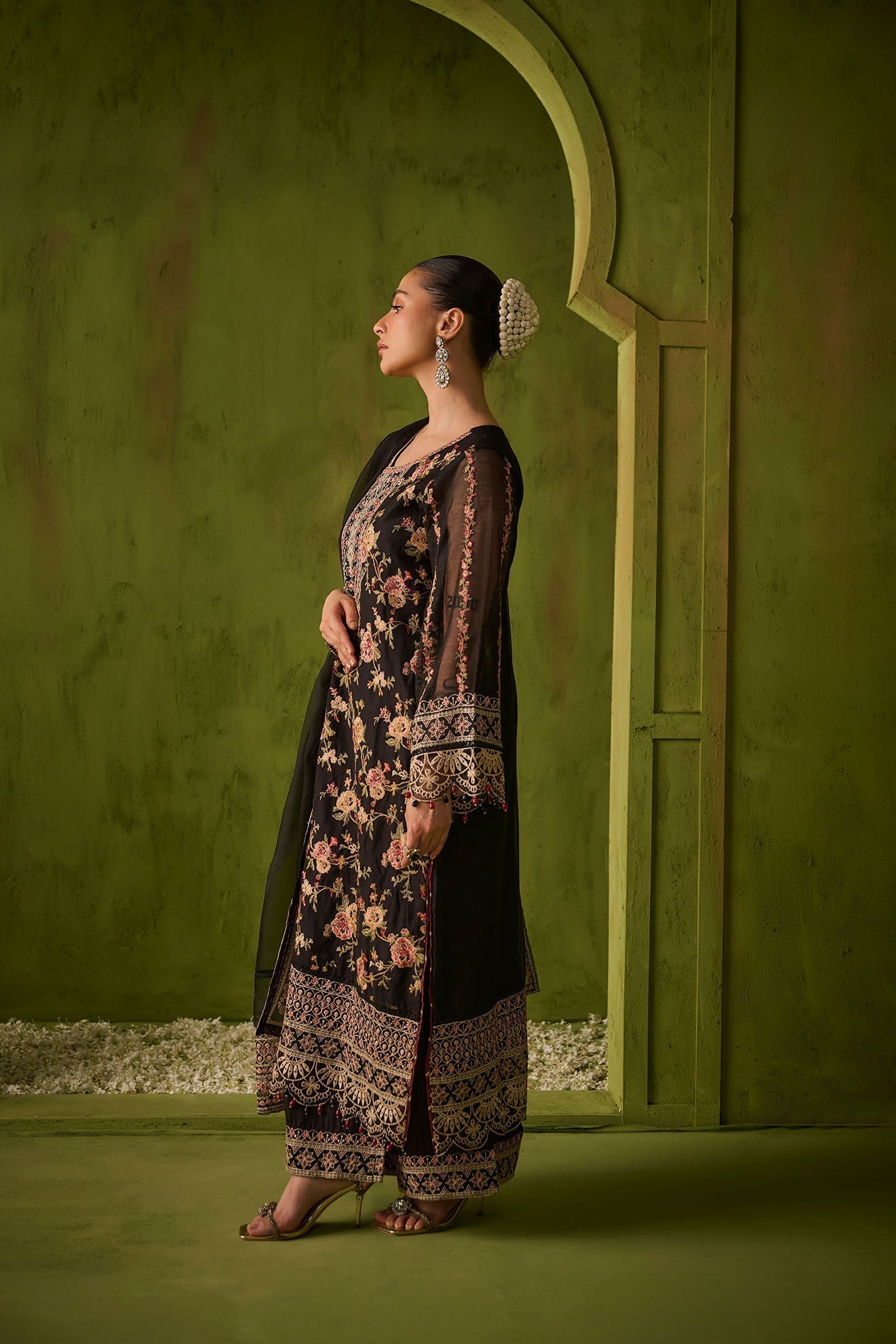 Dhanak | Festive Formals | SS24DU-3192 BLACK 3Pcs - Pakistani Designer Dress - by Dhanak | Type: Formal - 100% Original at Saira Sultan
