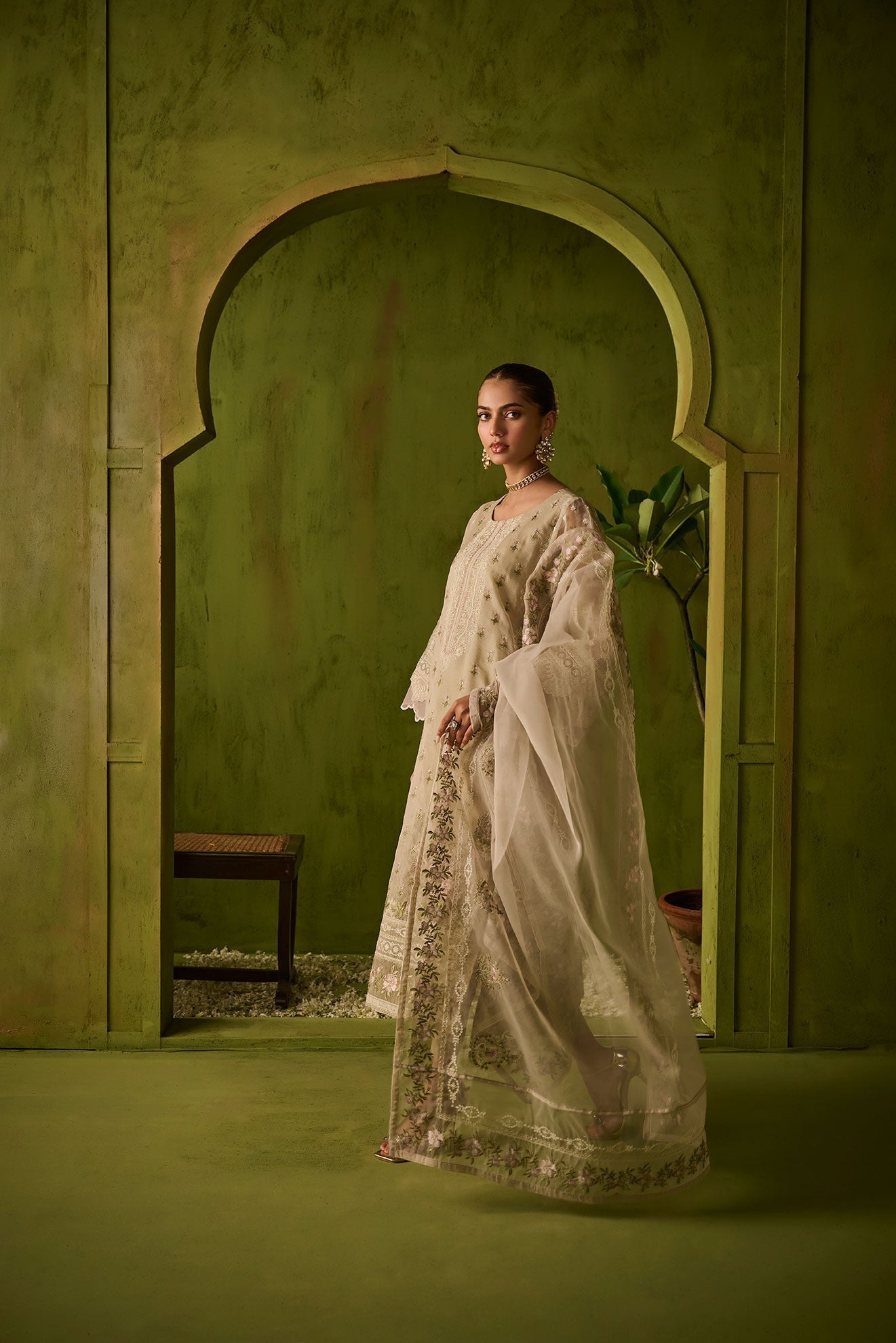 Dhanak | Festive Formals | SS24DU-3194 BEIGE 3Pcs - Pakistani Designer Dress - by Dhanak | Type: Luxury - 100% Original at Saira Sultan