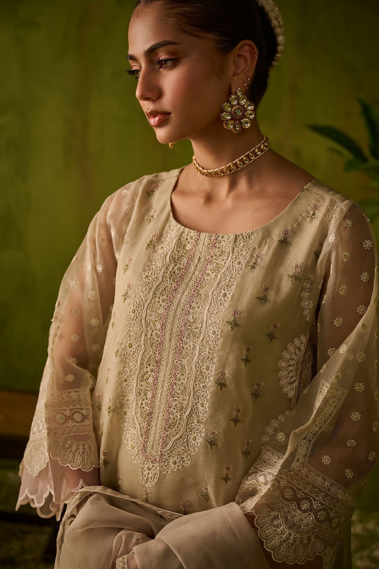 Dhanak | Festive Formals | SS24DU-3194 BEIGE 3Pcs - Pakistani Designer Dress - by Dhanak | Type: Luxury - 100% Original at Saira Sultan
