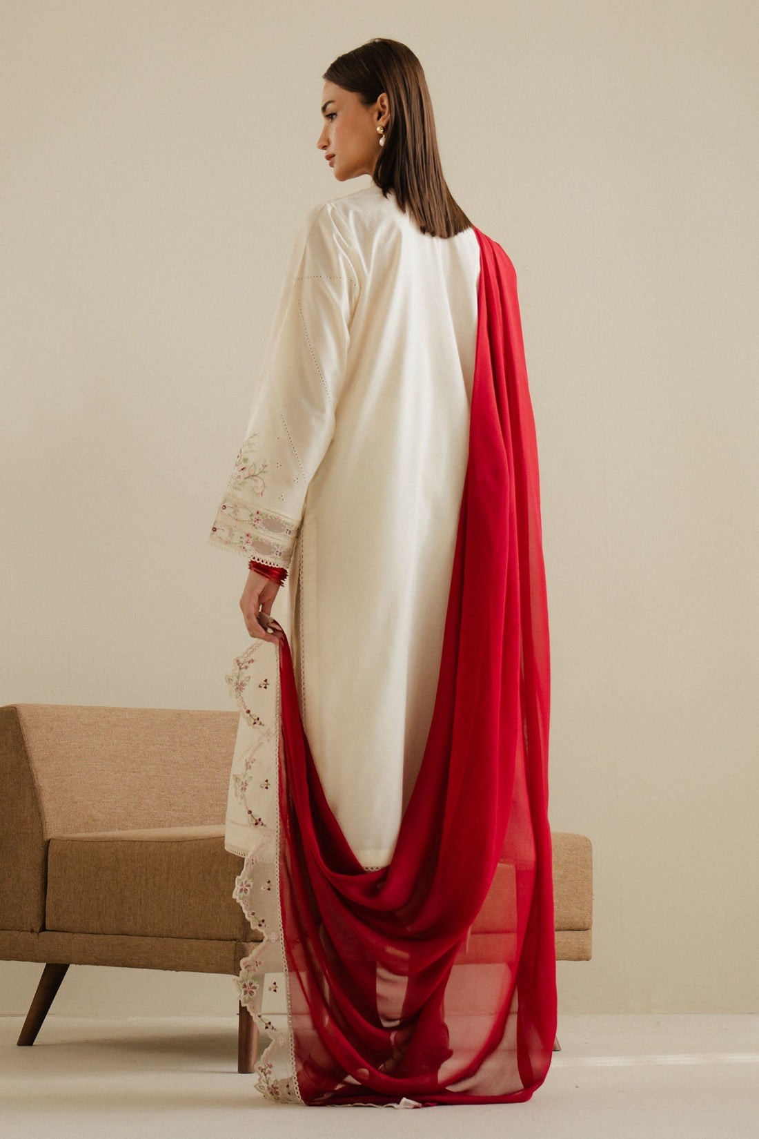 Zara Shahjahan | Eid Pret 25 | CR25P0102 XS Ivory Cambric