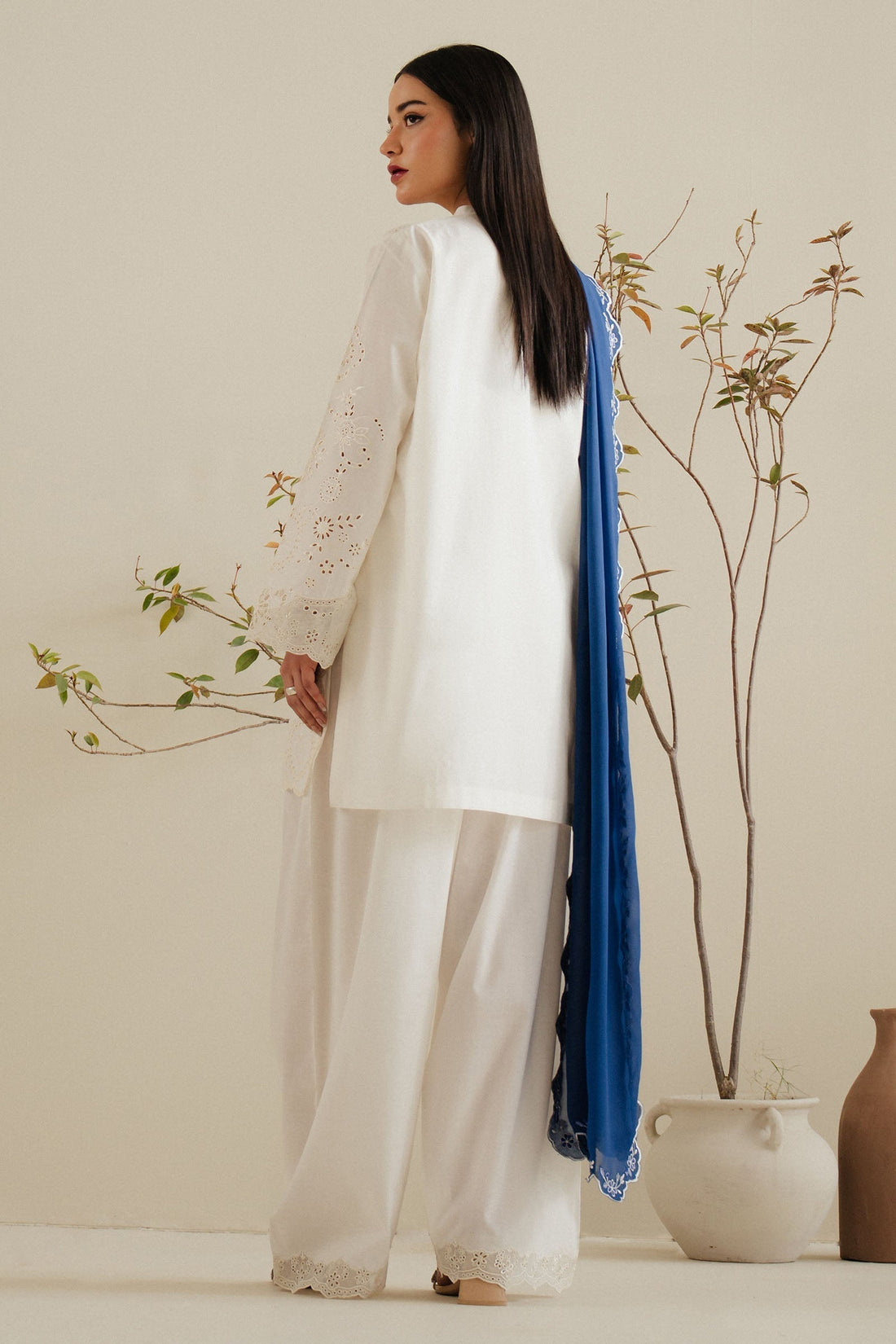Zara Shahjahan | Eid Pret 25 | CR25P0215 XS Ivory Cambric