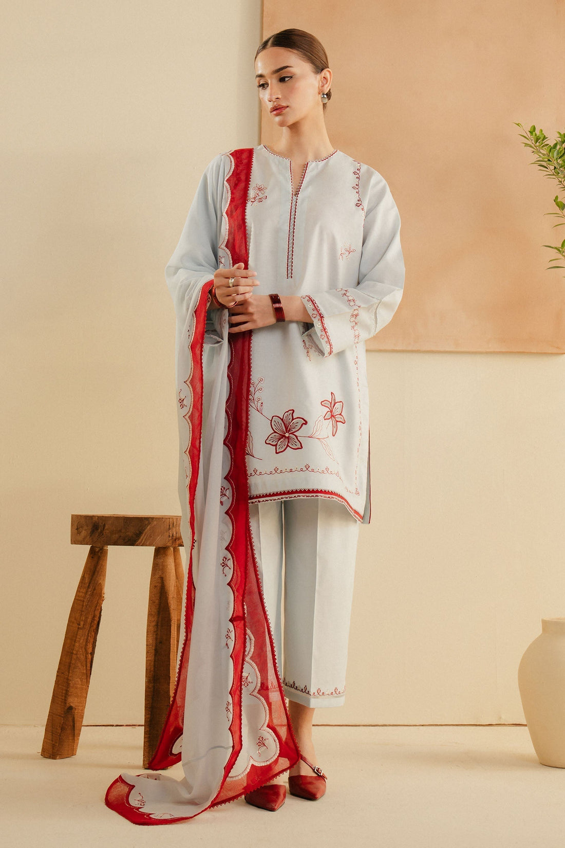 Zara Shahjahan | Eid Pret 25 | CR25P0216 XS Gray Cambric