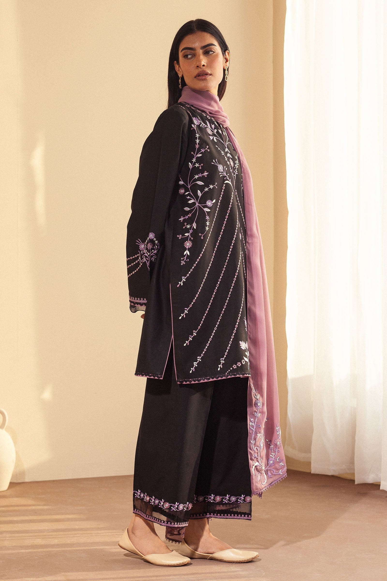 Zara Shahjahan | Eid Pret 25 | CR25P0217 M Deep Chocolate Dobby