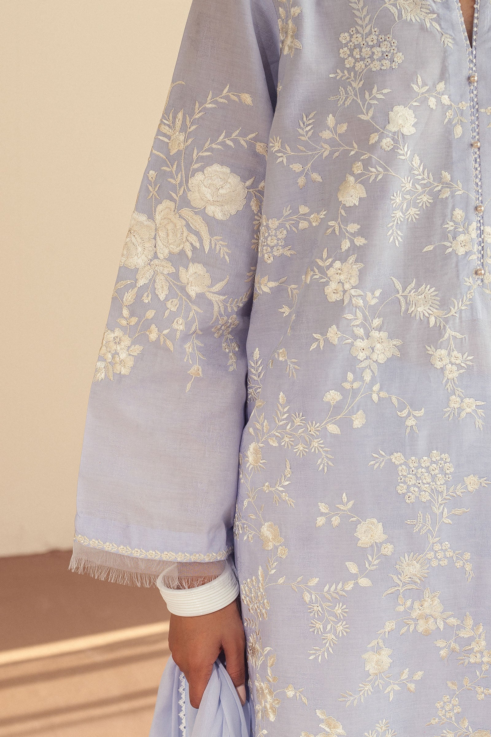 Zara Shahjahan | Eid Pret 25 | CR25P0220 M LIight blue Grey Cambric
