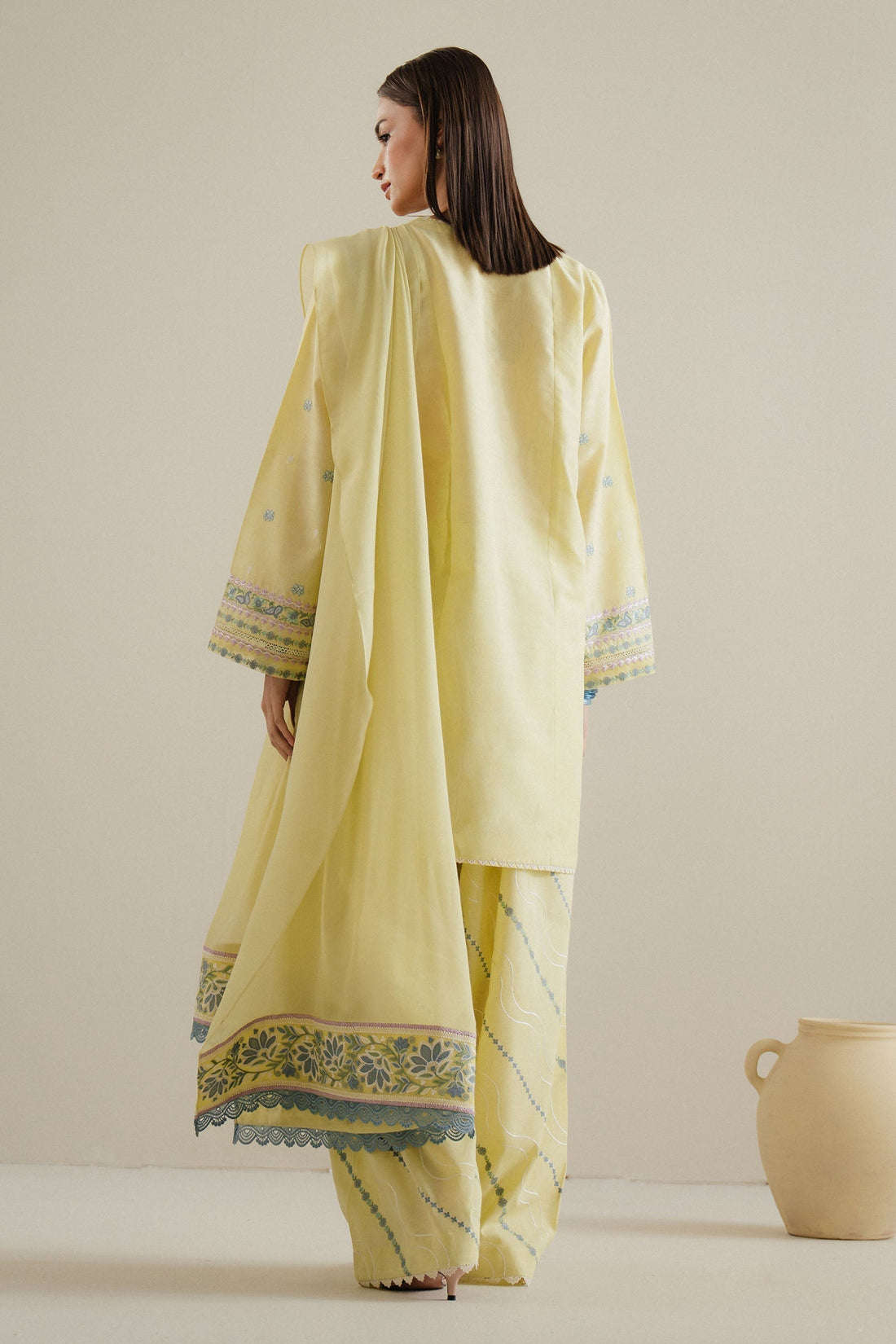 Zara Shahjahan | Eid Pret 25 | CR25P0221 XS Pastel Yellow Dobby