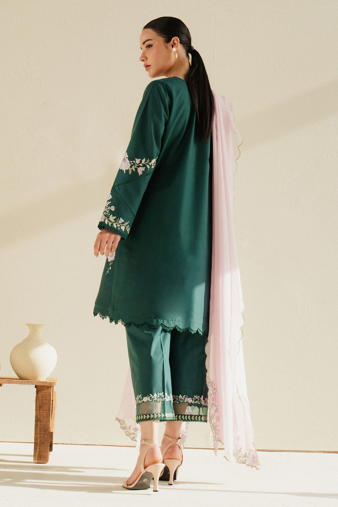 Zara Shahjahan | Eid Pret 25 | CR25P0227 XS Emerald Green Dobby