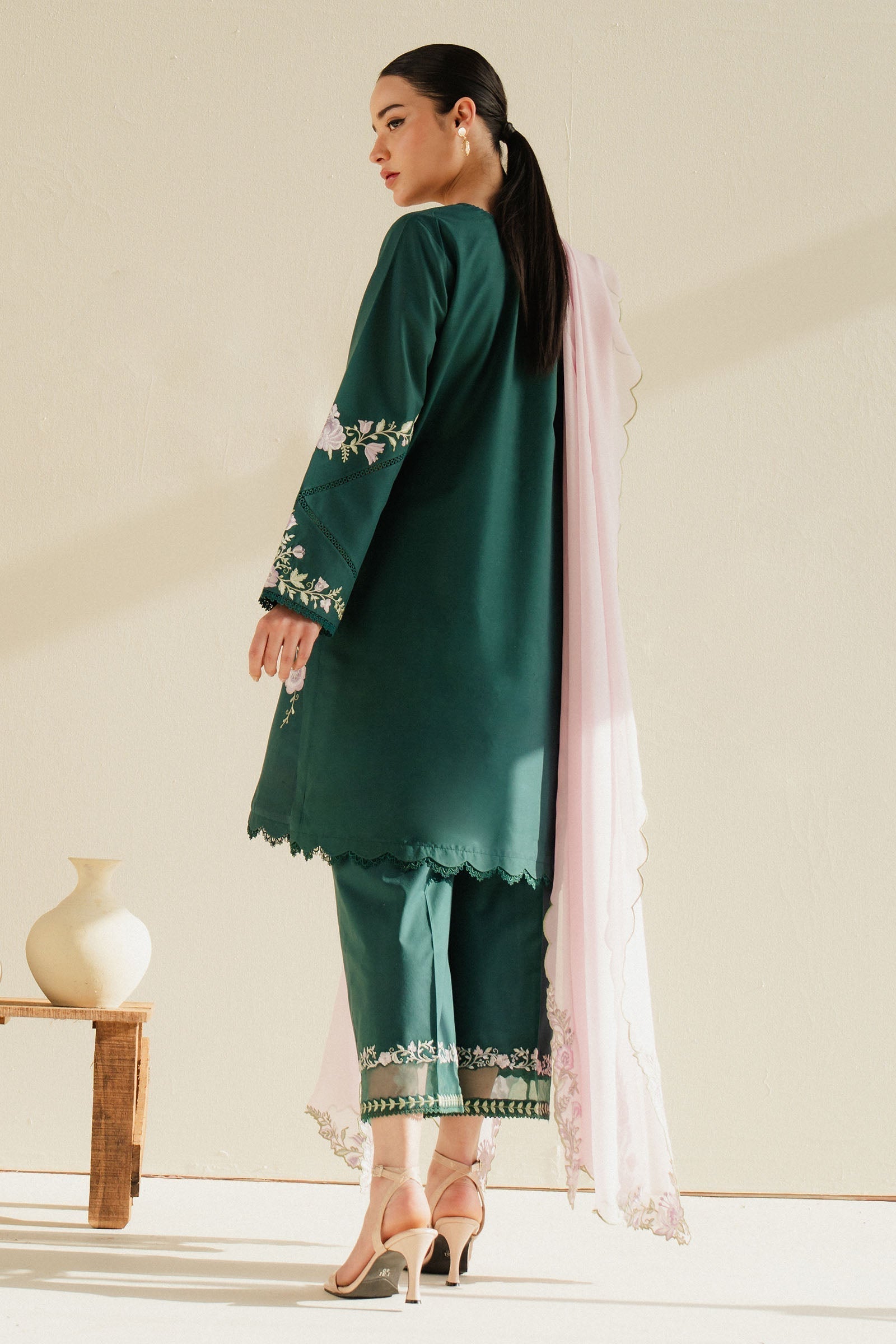 Zara Shahjahan | Eid Pret 25 | CR25P0227 S Emerald Green Dobby