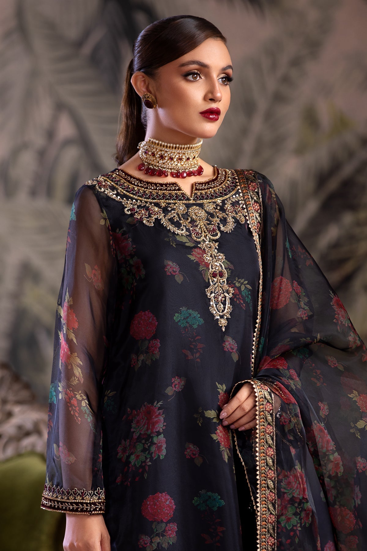 Charizma | Festive Pret | CMA-4-069 M Organza Deep Blue