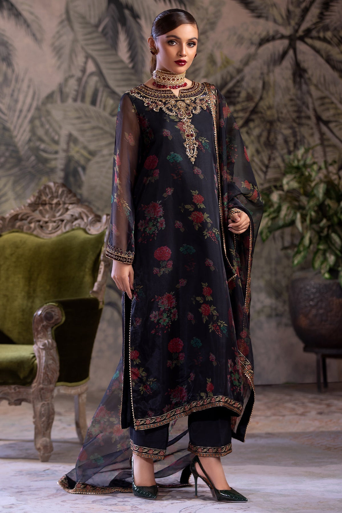 Charizma | Festive Pret | CMA-4-069 XS Organza Deep Blue