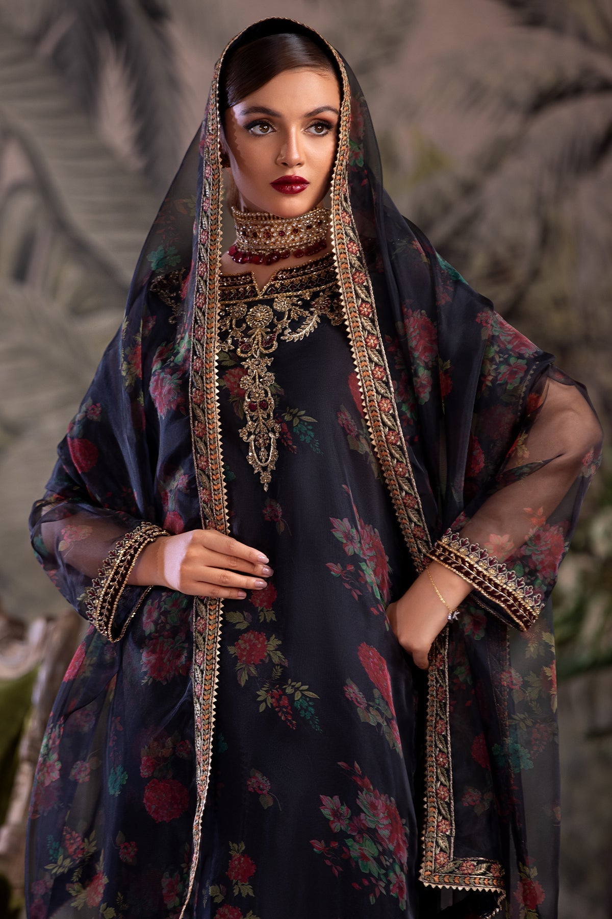 Charizma | Festive Pret | CMA-4-069 L Organza Deep Blue