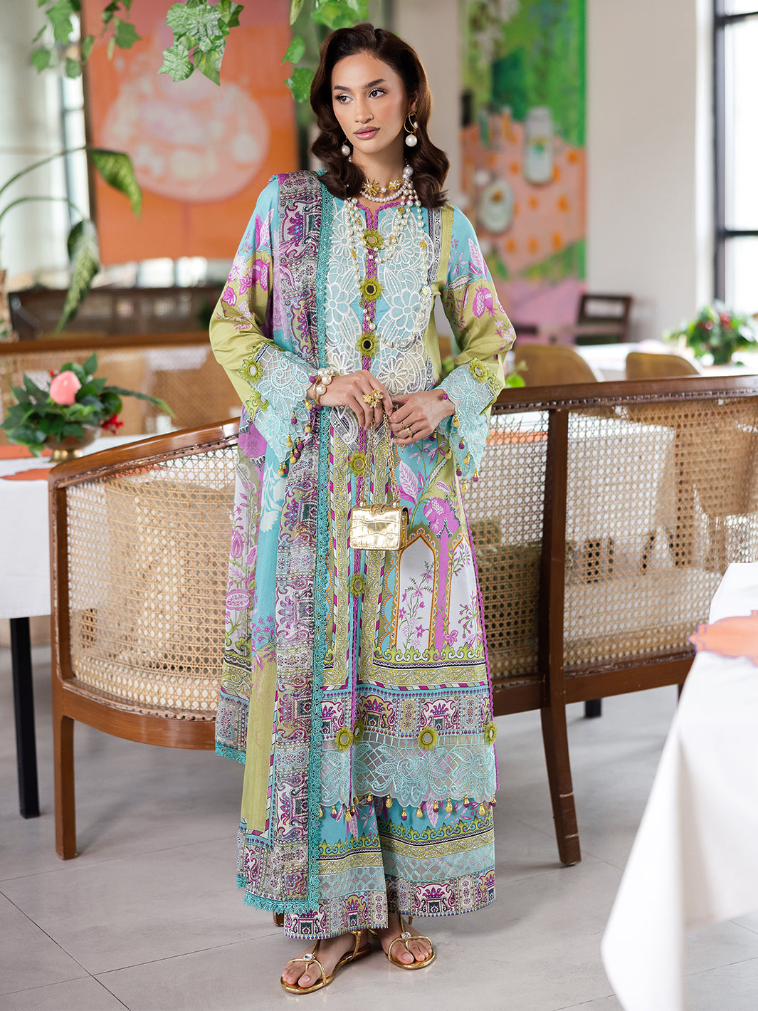 Mahnur | After Hours Luxury Lawn 25 | Citrus Glow XS Light Blue Lawn