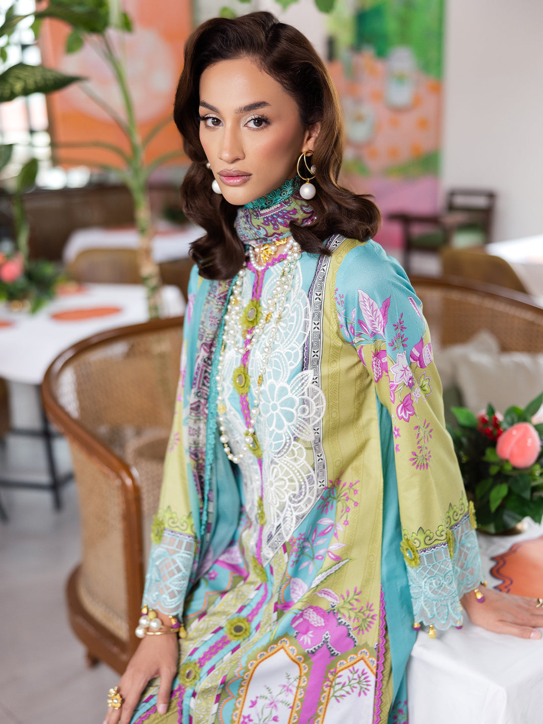 Mahnur | After Hours Luxury Lawn 25 | Citrus Glow L Light Blue Lawn