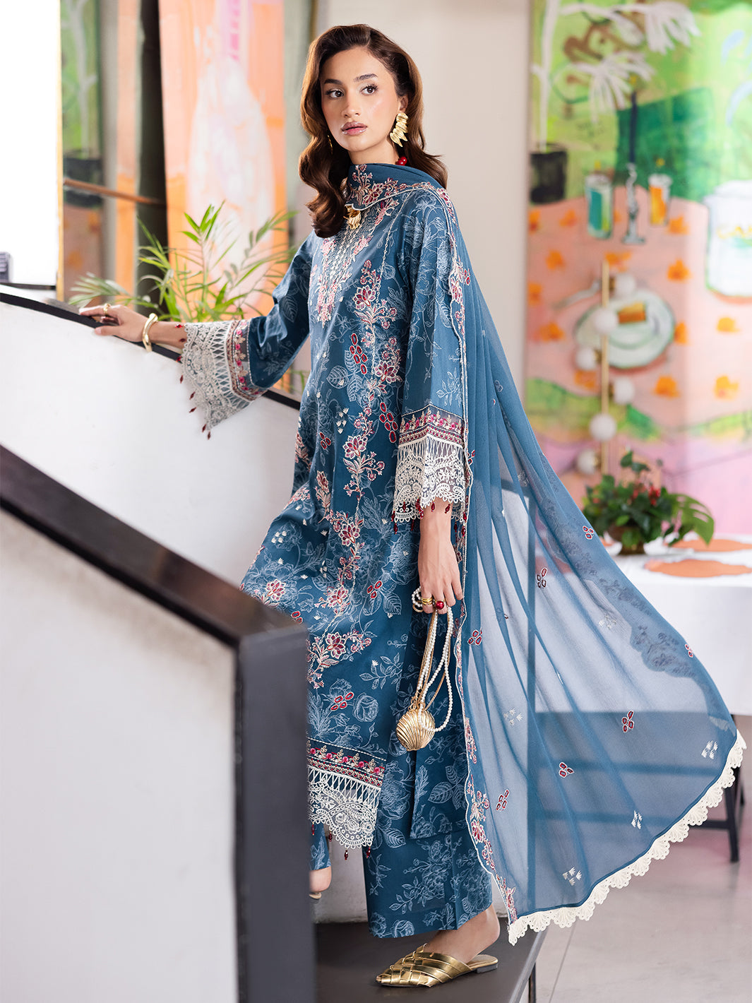 Mahnur | After Hours Luxury Lawn 25 | Confetti Hour XL Zinc Lawn