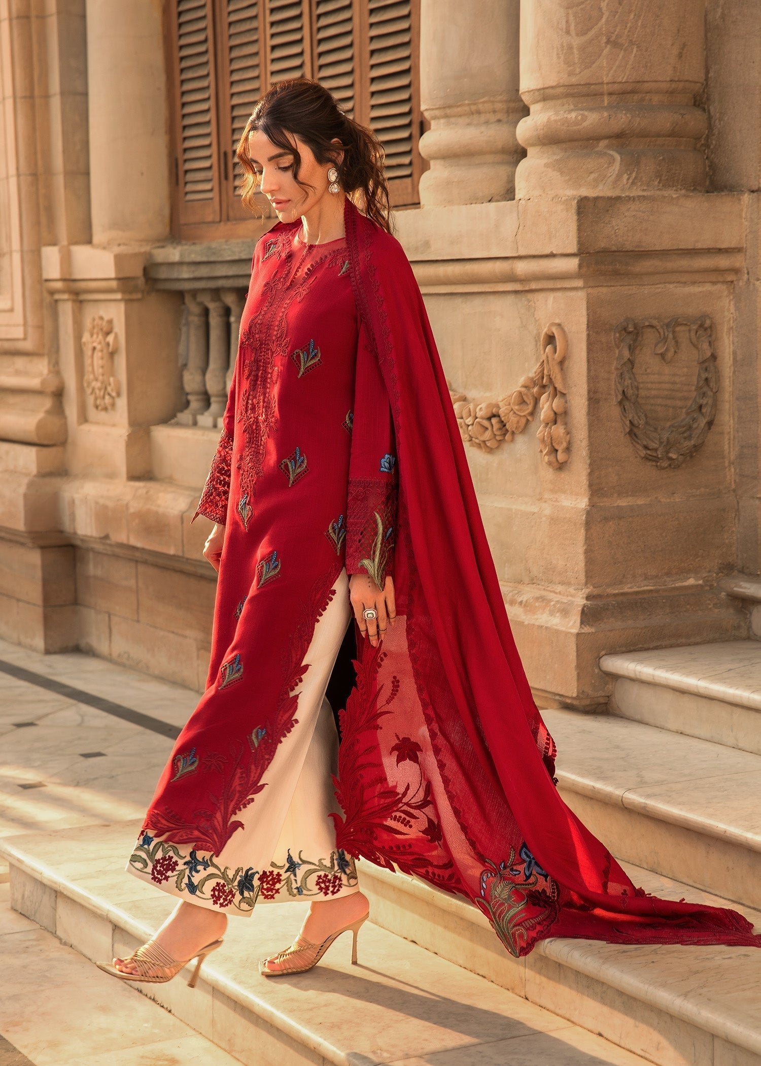 Crimson | Aaleen Winter 24 | Jurao ka Kaam Custom Size Red Organza