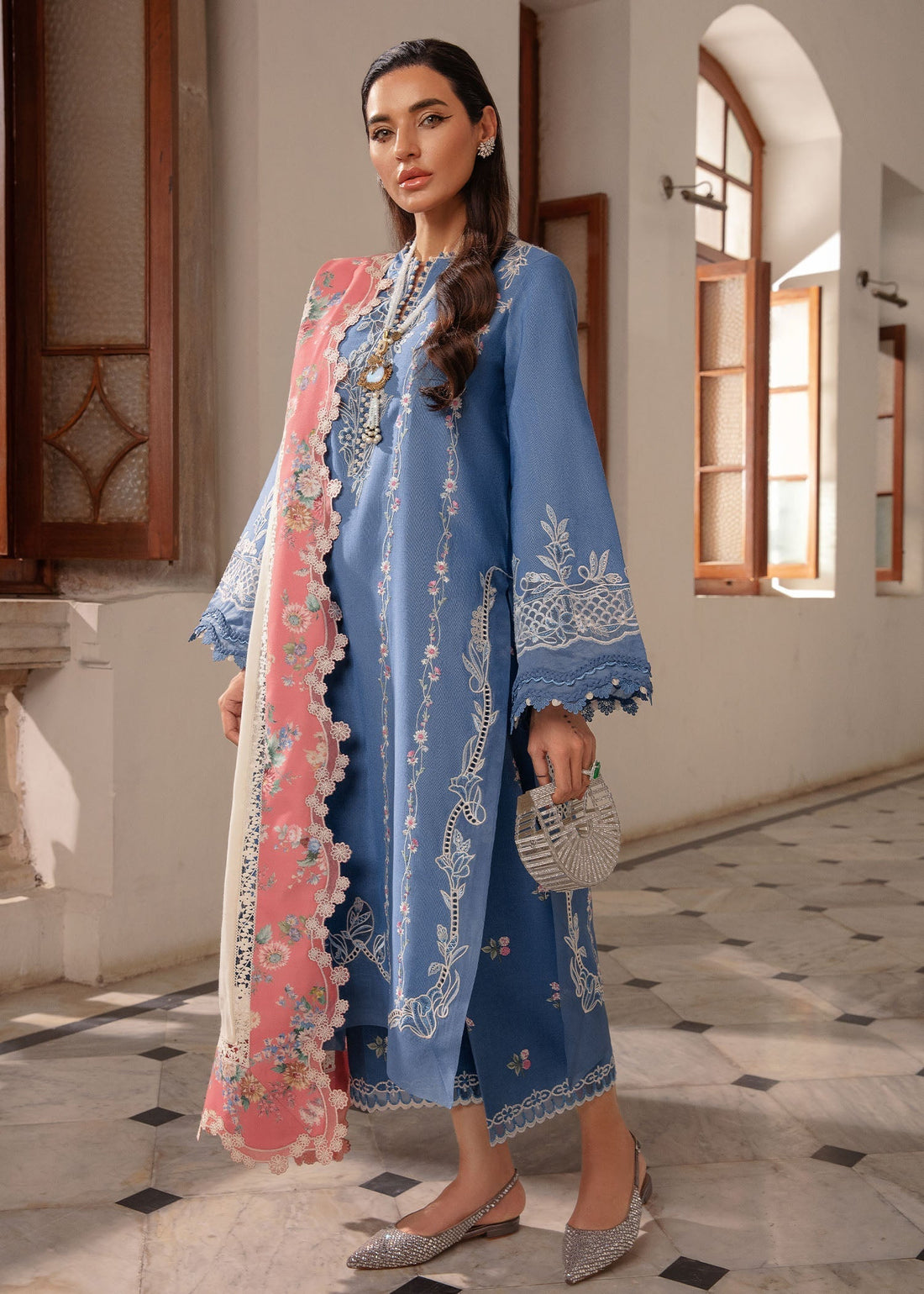 Crimson | Aaleen Winter 24 | Modern Memsaab XS Blue Karandi