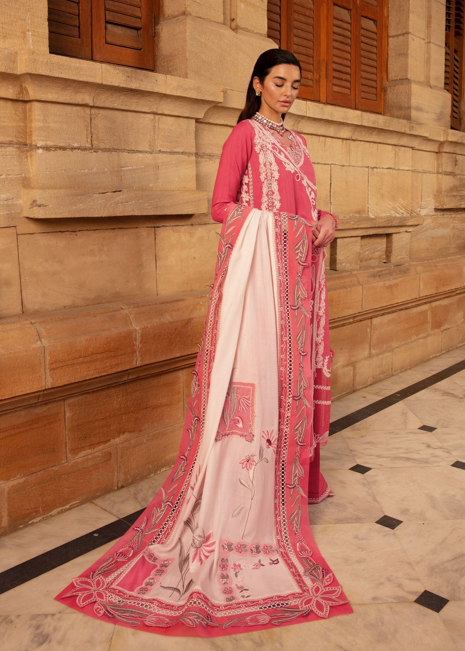 Crimson | Aaleen Winter 24 | Phulon ki Dastaan XL Candy Pink Khaddar