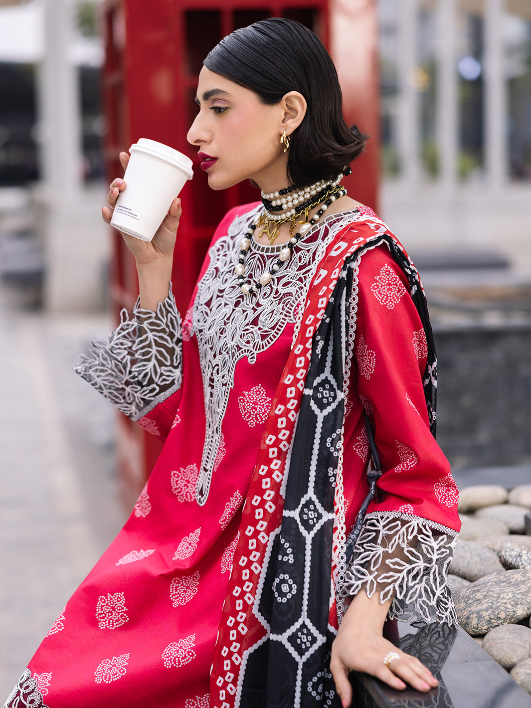 Mahnur | Broadway Luxury Lawn 25 | Azelea L Hot Pink Lawn