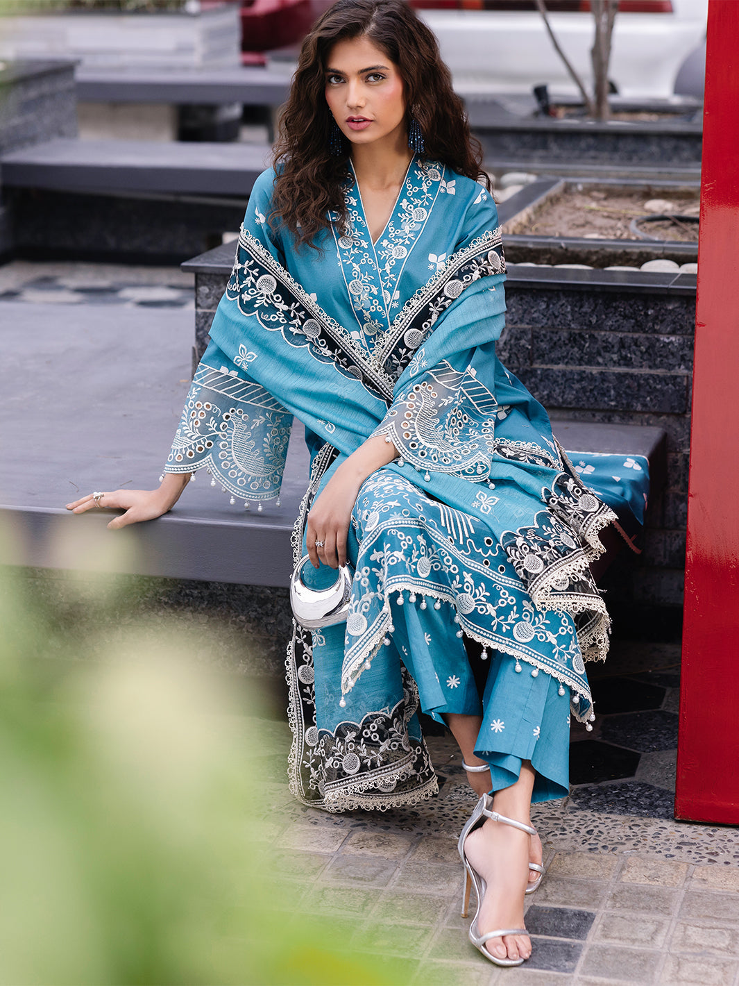 Mahnur | Broadway Luxury Lawn 25 | Scarlet XL Teal Lawn