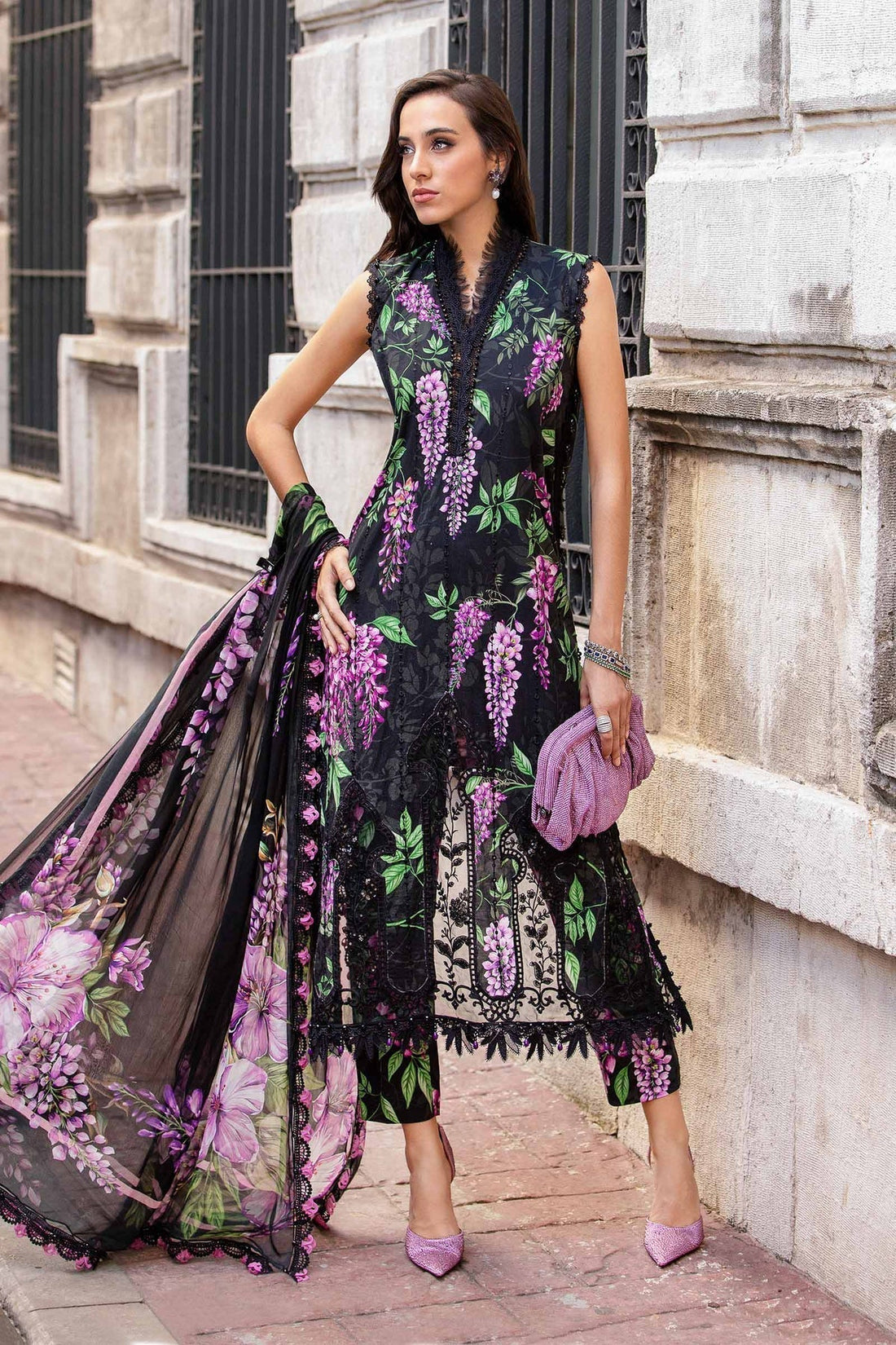 Maria B | M Prints Fall Edit 24 | MPT-2301-B - Pakistani Designer Dress - by Maria B | Type: Luxury - 100% Original at Saira Sultan