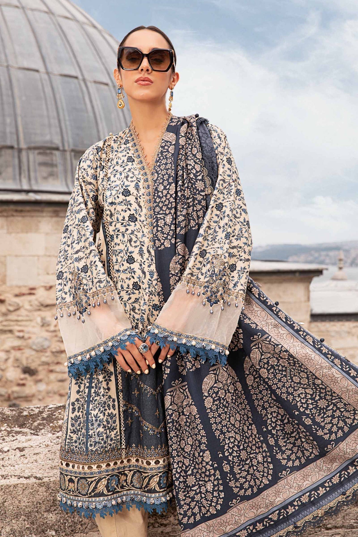 Maria B | M Prints Fall Edit 24 | MPT-2302-A - Pakistani Designer Dress - by Maria B | Type: Luxury - 100% Original at Saira Sultan