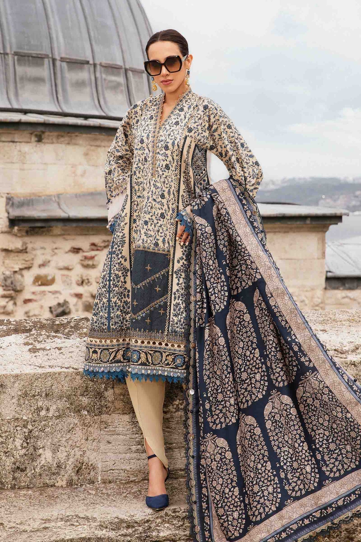 Maria B | M Prints Fall Edit 24 | MPT-2302-A - Pakistani Designer Dress - by Maria B | Type: Luxury - 100% Original at Saira Sultan