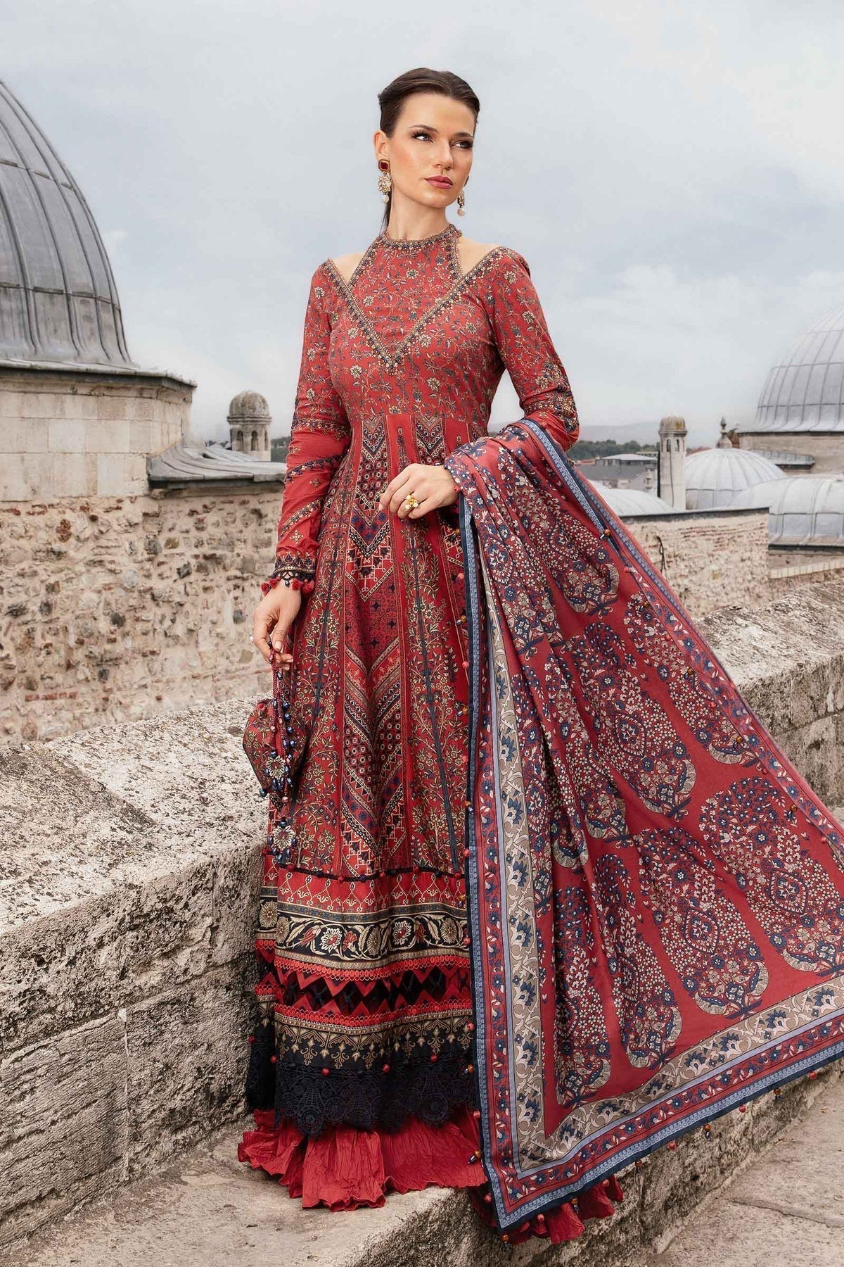Maria B | M Prints Fall Edit 24 | MPT-2302-B - Pakistani Designer Dress - by Maria B | Type: Luxury - 100% Original at Saira Sultan