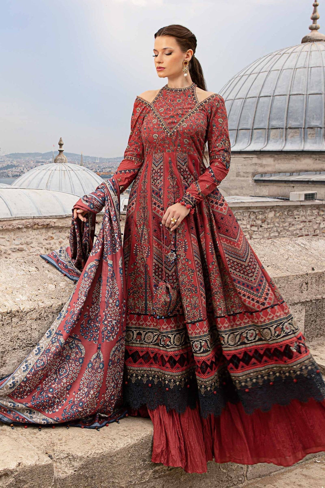 Maria B | M Prints Fall Edit 24 | MPT-2302-B - Pakistani Designer Dress - by Maria B | Type: Luxury - 100% Original at Saira Sultan
