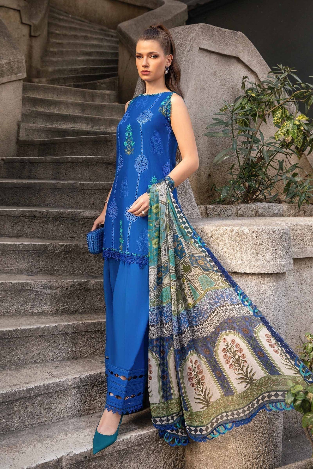 Maria B | M Prints Fall Edit 24 | MPT-2303-A - Pakistani Designer Dress - by Maria B | Type: Luxury - 100% Original at Saira Sultan