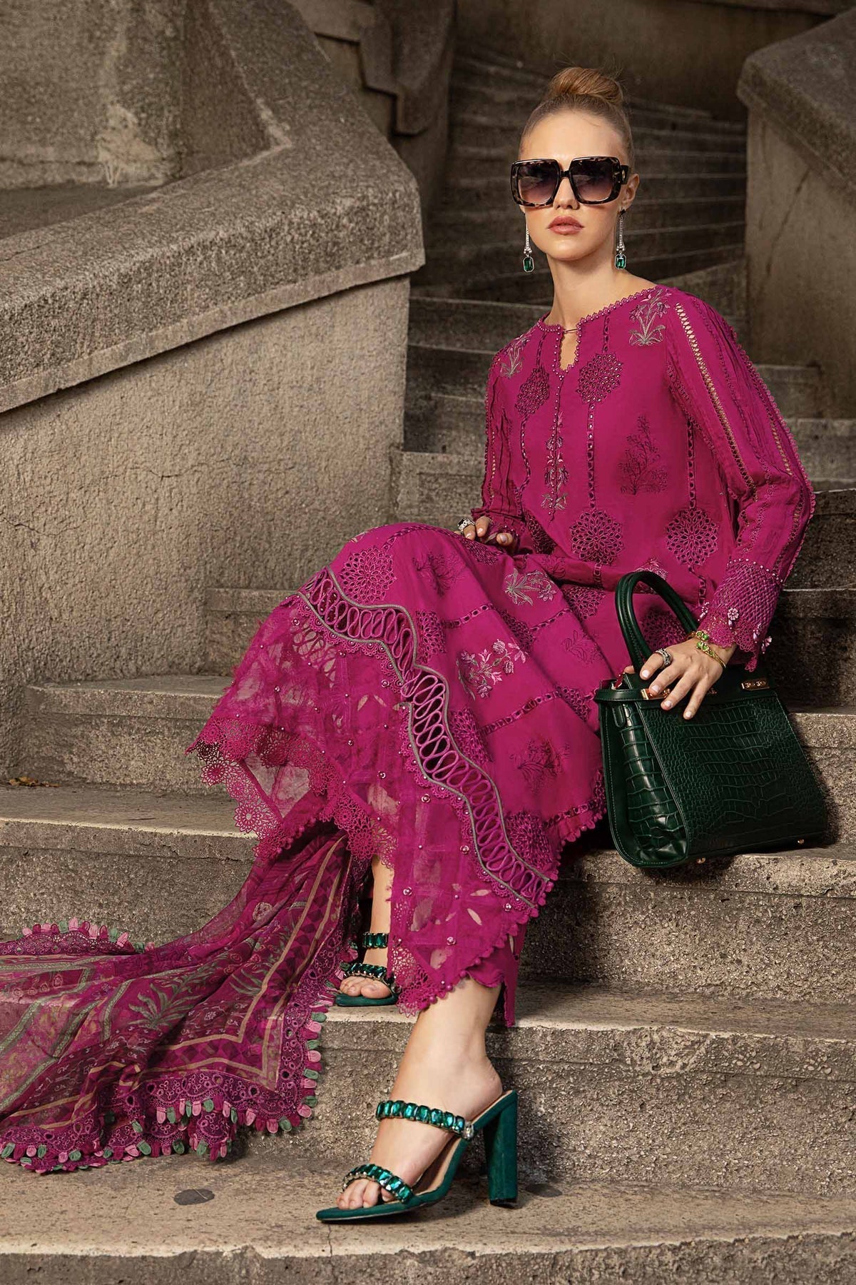 Maria B | M Prints Fall Edit 24 | MPT-2303-B - Pakistani Designer Dress - by Maria B | Type: Luxury - 100% Original at Saira Sultan