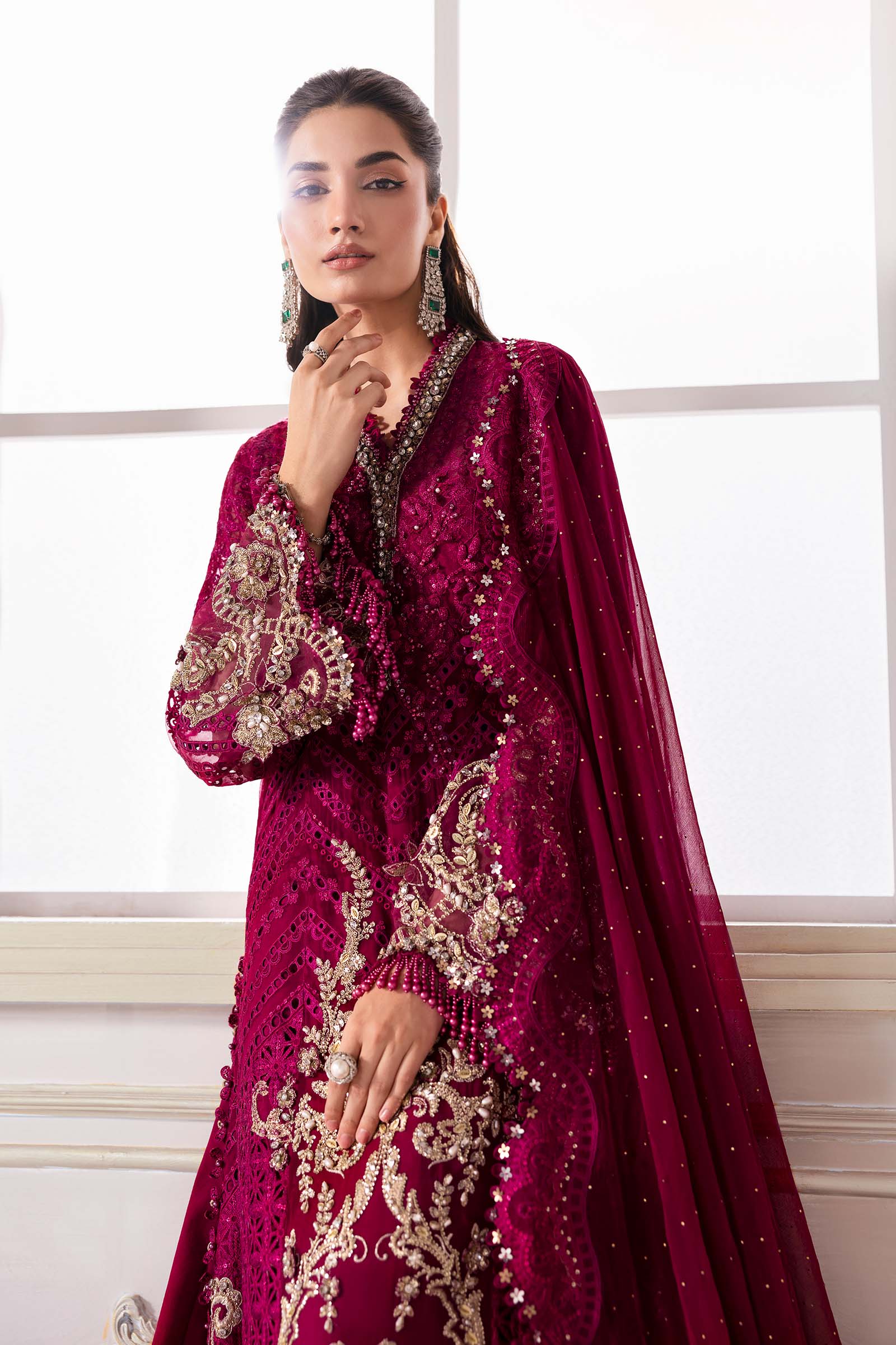 Maria B | Mbroidered 2025 | BD-3003 M Magenta Long Shirt with Sharara