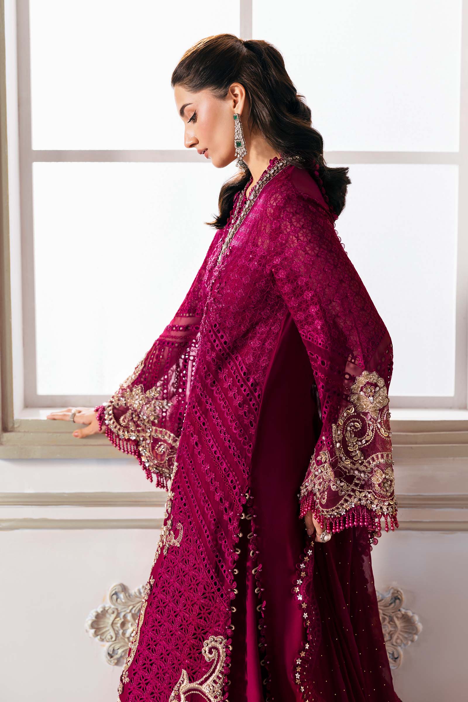Maria B | Mbroidered 2025 | BD-3003 L Magenta Long Shirt with Sharara