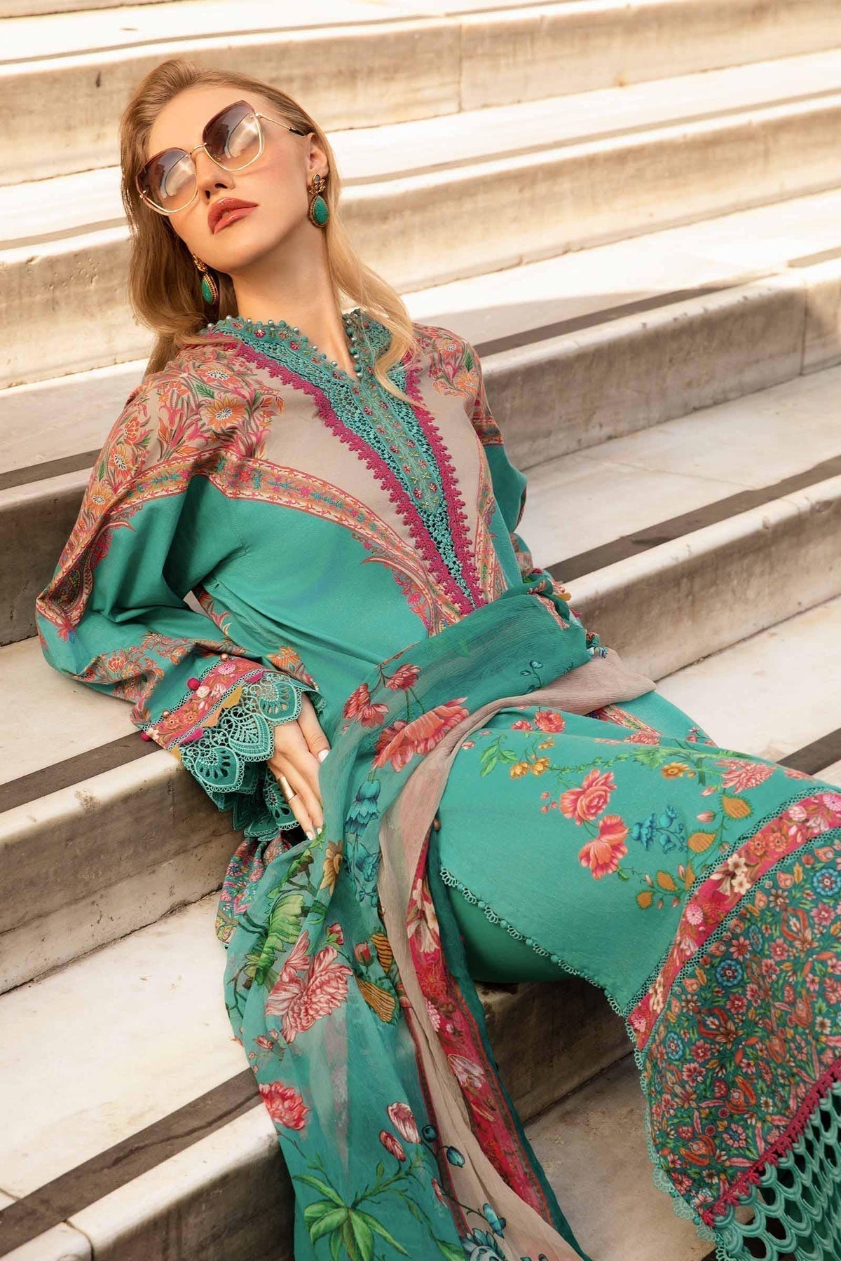 Maria B | M Prints Fall Edit 24 | MPT-2304-A - Pakistani Designer Dress - by Maria B | Type: Luxury - 100% Original at Saira Sultan