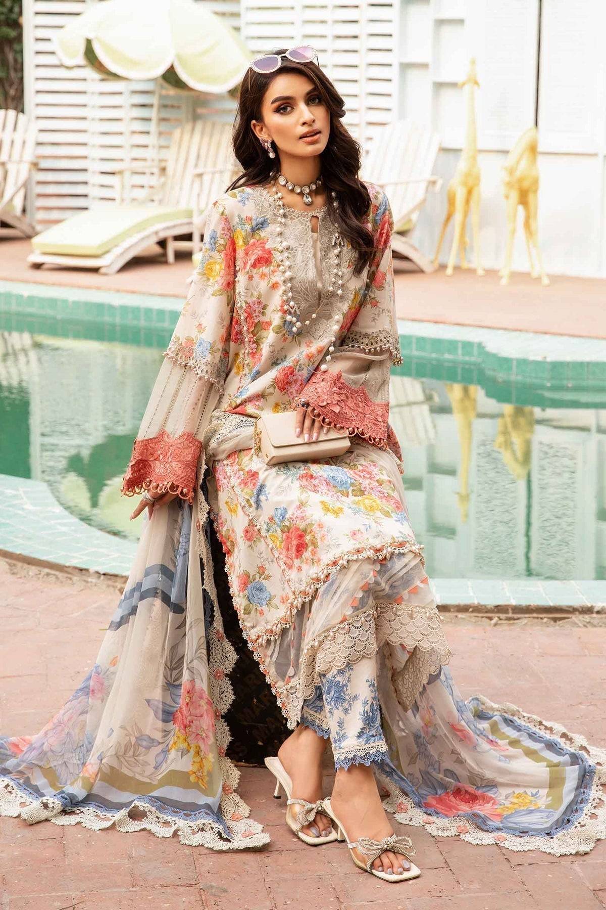 Maria.B | M Print Eid Edit | MPT-2204-A - Pakistani Designer Dress - by Maria B | Type: Luxury - 100% Original at Saira Sultan