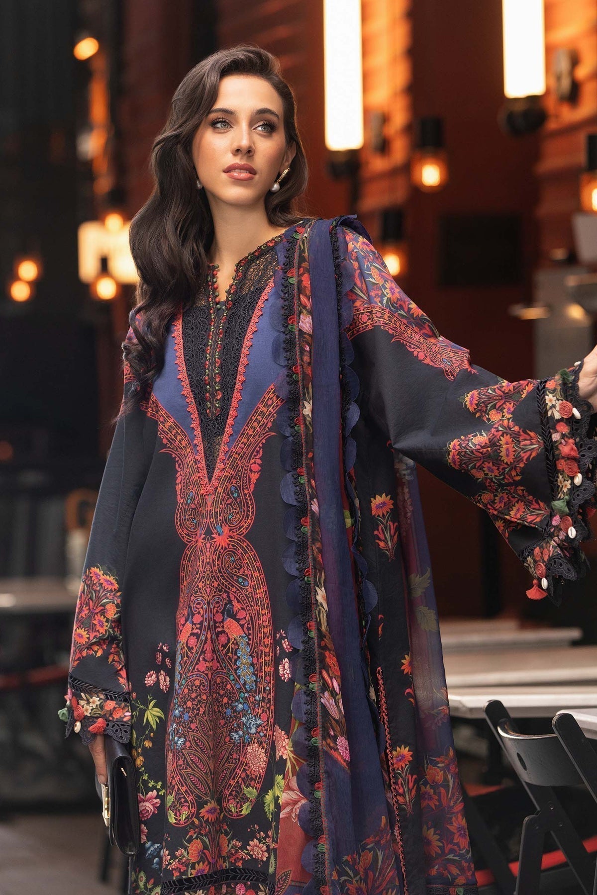 Maria B | M Prints Fall Edit 24 | MPT-2304-B - Pakistani Designer Dress - by Maria B | Type: Luxury - 100% Original at Saira Sultan