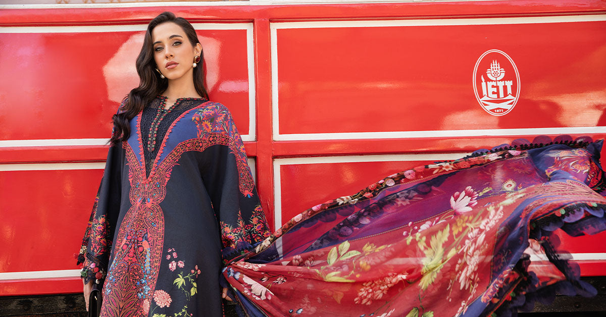 Maria B | M Prints Fall Edit 24 | MPT-2304-B - Pakistani Designer Dress - by Maria B | Type: Luxury - 100% Original at Saira Sultan