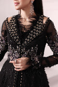 Maria B | Mbroidered 2025 | BD-3004 XL Black Long Slit Gown with Lehnga