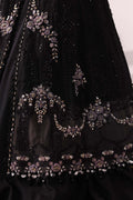 Maria B | Mbroidered 2025 | BD-3004 Custom Size Black Long Slit Gown with Lehnga