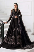 Maria B | Mbroidered 2025 | BD-3004 XS Black Long Slit Gown with Lehnga
