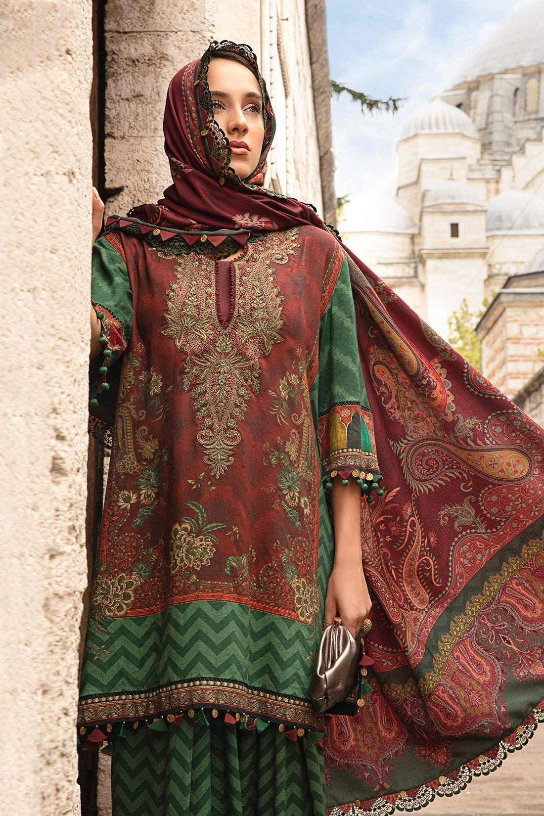 Maria B | M Prints Fall Edit 24 |  MPT-2305-B - Pakistani Designer Dress - by Maria B | Type: Luxury - 100% Original at Saira Sultan