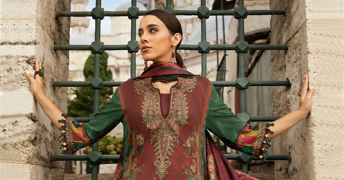 Maria B | M Prints Fall Edit 24 |  MPT-2305-B - Pakistani Designer Dress - by Maria B | Type: Luxury - 100% Original at Saira Sultan