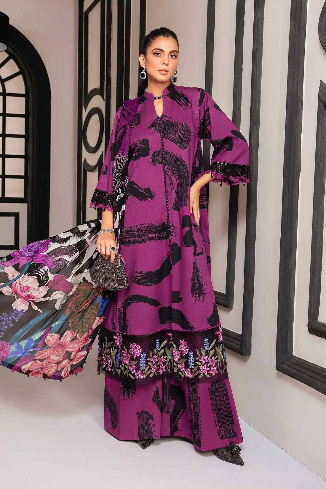 Maria.B | M Print Eid Edit | MPT-2205-B - Pakistani Designer Dress - by Maria B | Type: Luxury - 100% Original at Saira Sultan
