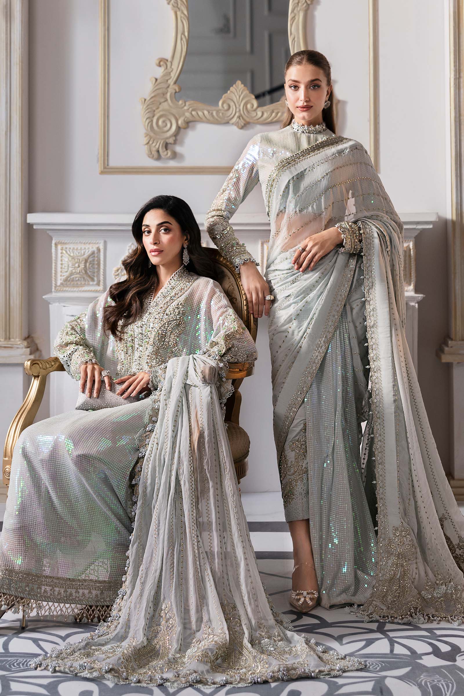 Maria B | Mbroidered 2025 | BD-3005 XS Ice Blue Kaftan