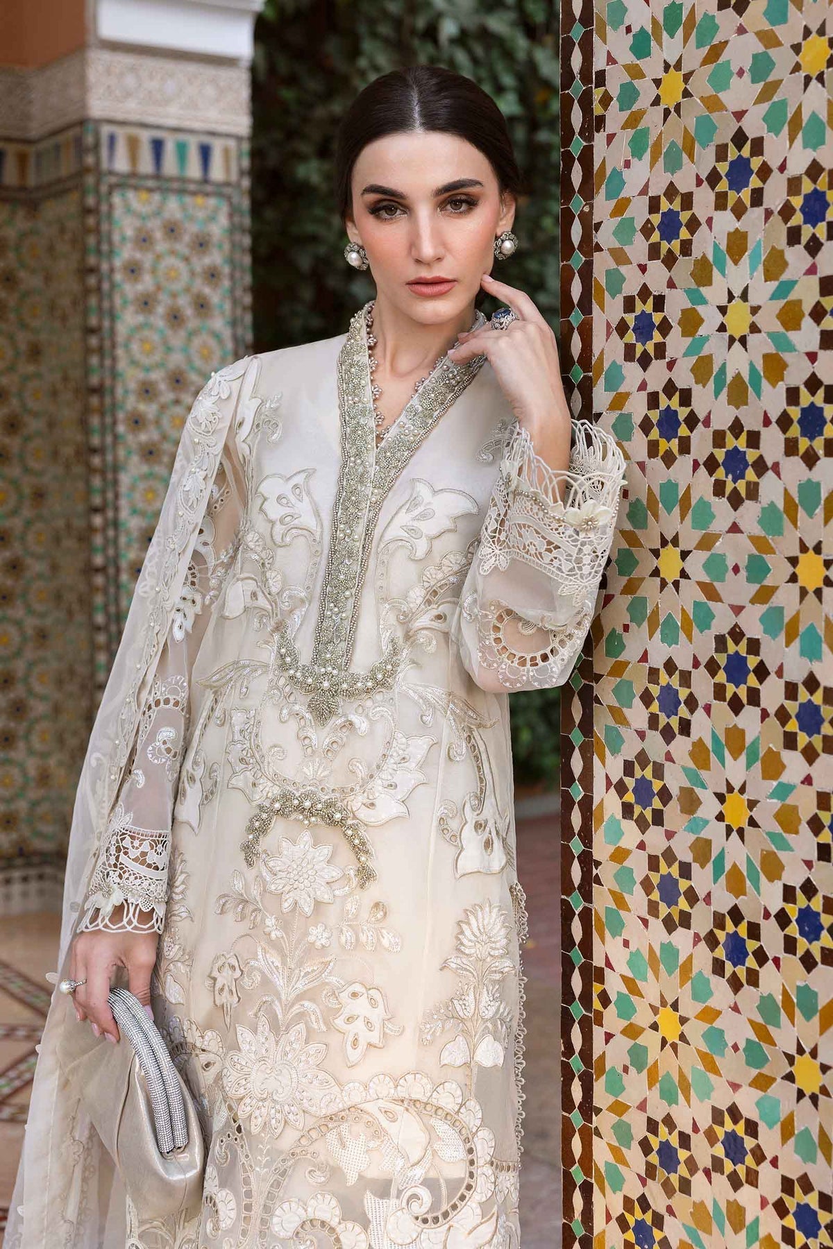 Maria B | Luxury Lawn 25 | D-2506-A M White Organza