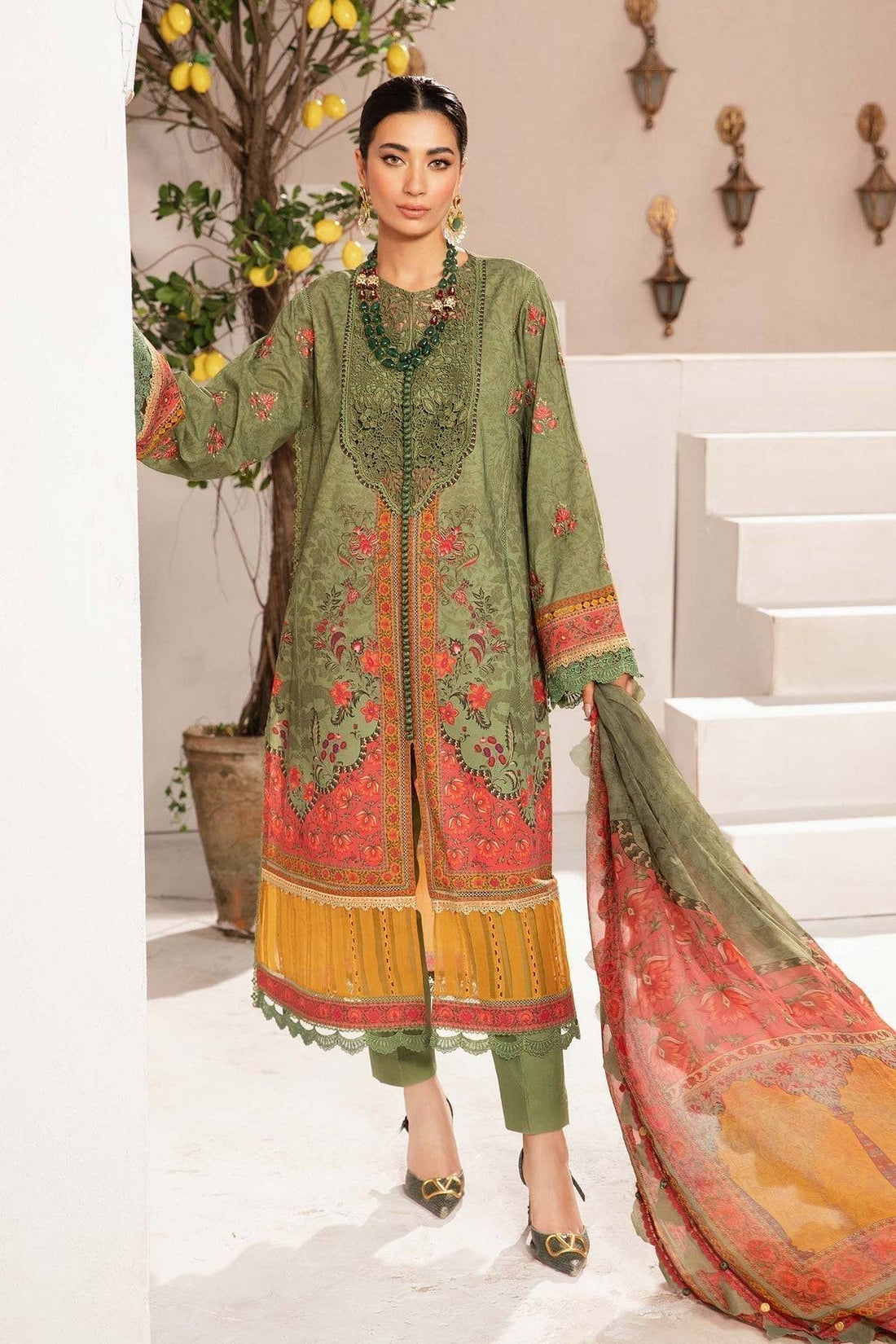Maria.B | M Print Eid Edit | MPT-2206-A - Pakistani Designer Dress - by Maria B | Type: Luxury - 100% Original at Saira Sultan