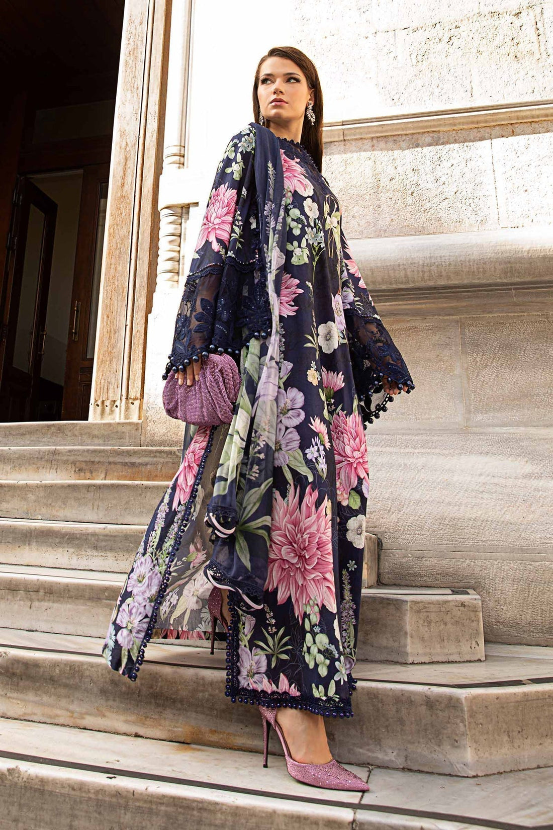 Maria B | M Prints Fall Edit 24 | MPT-2306-B - Pakistani Designer Dress - by Maria B | Type: Luxury - 100% Original at Saira Sultan