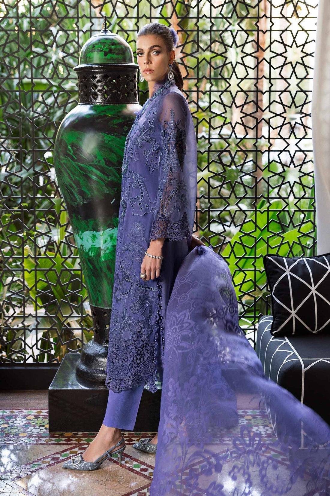 Maria B | Luxury Lawn 25 | D-2506-B XS Dark Lavender Organza