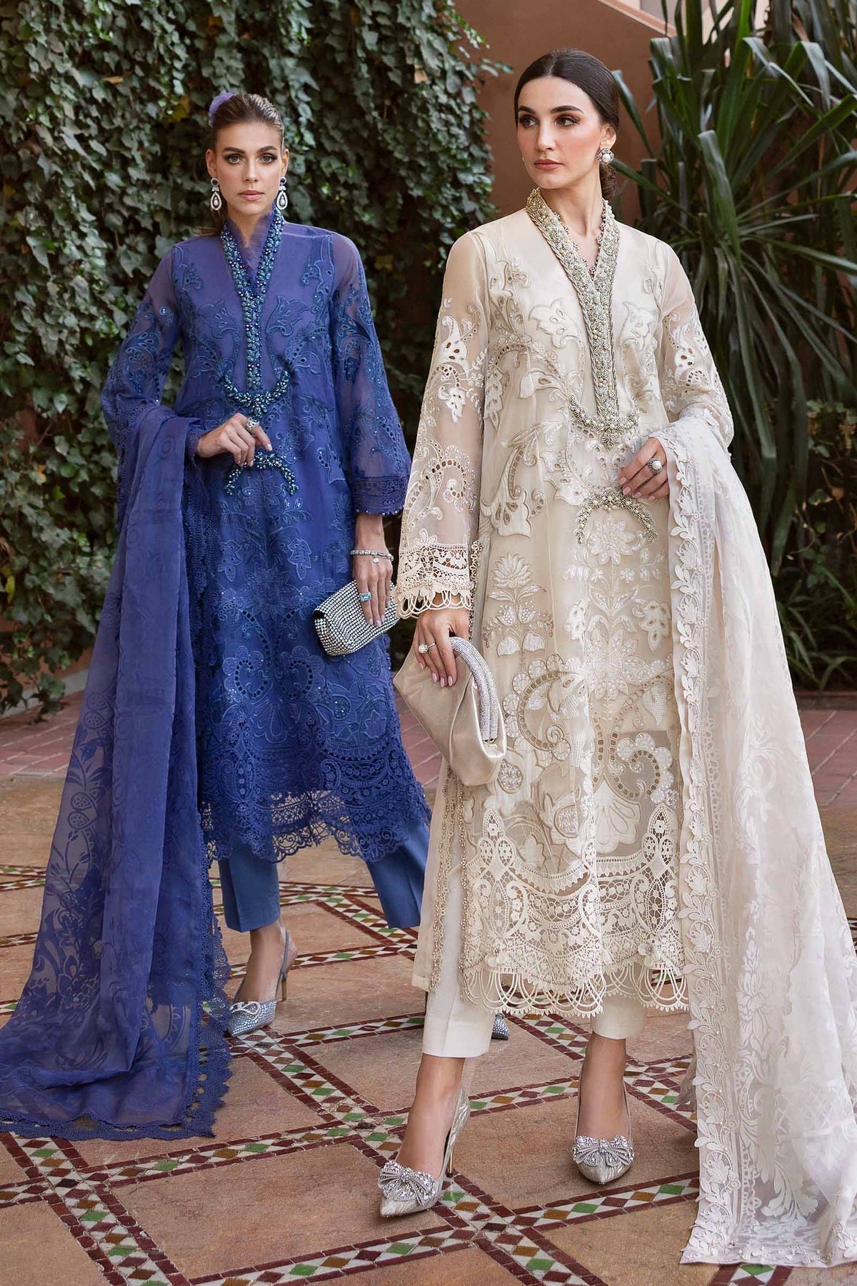 Maria B | Luxury Lawn 25 | D-2506-B Custom Size Dark Lavender Organza