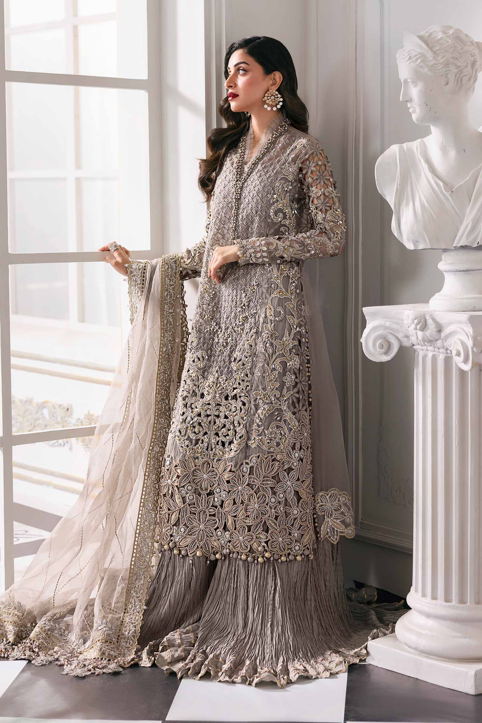 Maria B | Mbroidered 2025 | BD-3006 Custom Size Gray Shirt Style