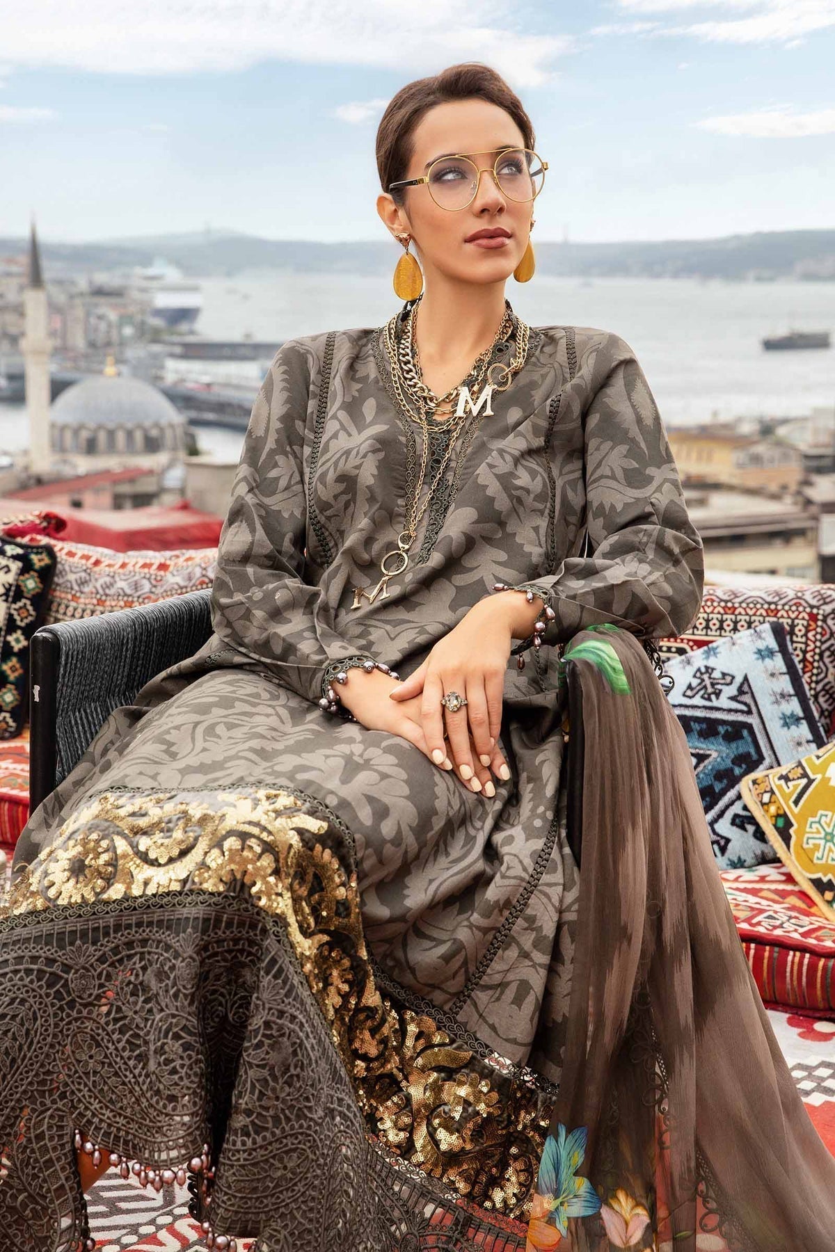 Maria B | M Prints Fall Edit 24 | MPT-2307-A - Pakistani Designer Dress - by Maria B | Type: Luxury - 100% Original at Saira Sultan