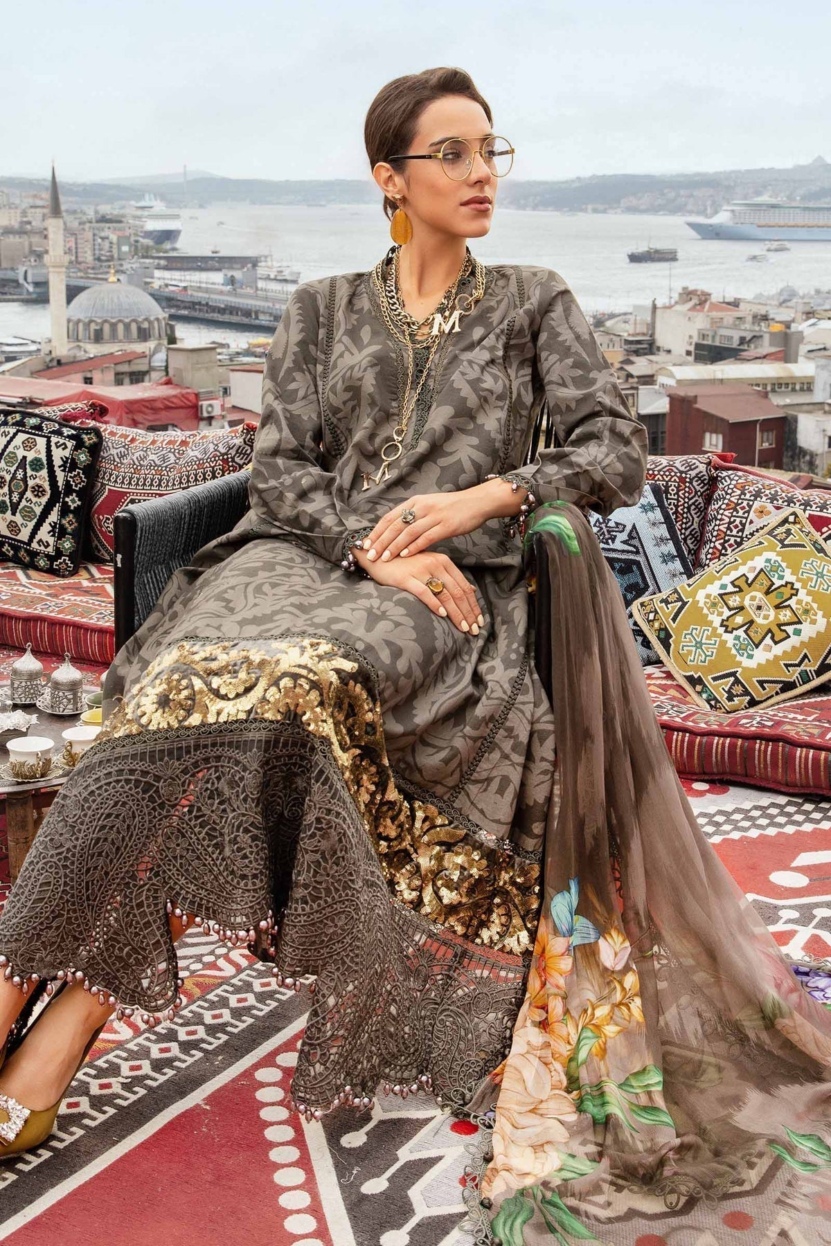 Maria B | M Prints Fall Edit 24 | MPT-2307-A - Pakistani Designer Dress - by Maria B | Type: Luxury - 100% Original at Saira Sultan